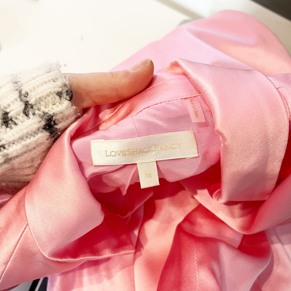 LoveShackFancy Astara Silk Blazer Jacket Pink 10 - Picture 3 of 5